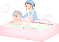 Caregiver taking a bath