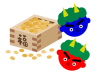 Setsubun beans and red demon-blue demon material