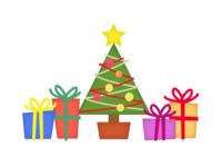 クリスマスツリーとプレゼント素材