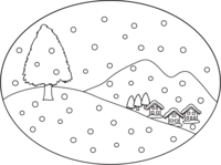 Coloring of winter scenery (line art)