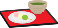 Three-color dumpling and tea