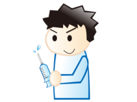 Young male nurse holding a syringe Material