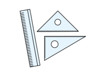 Measuring rod (ruler) and triangle ruler set-Stationery material