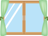 カーテン付きの窓
