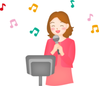 Woman singing at karaoke