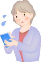 Elderly people who are confused by the operation of smartphones