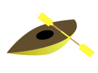 黄色独木舟和桨