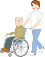 Wheelchair elderly and caregiver