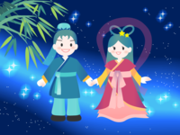 Tanabata Illustrator Orihime and Hikoboshi