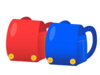 Red and blue school bag material