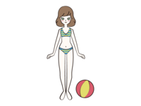 Swimsuit woman and beach ball