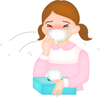 Hay fever-a woman who can't stop sneezing due to a cold