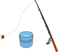 Fishing rod and bucket