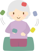 Elderly people are playing with beanbags