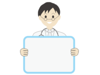 Message board and young male doctor