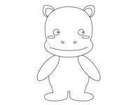Coloring material-Cute hippopotamus