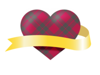Checked heart and ribbon