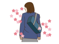 School graduation-Sakura and students