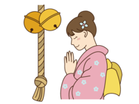 初詣でお参りしているシーン素材