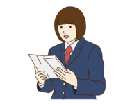 卒業式で答辞(送辞)を読む女の子