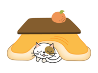 被炉、猫和橘子