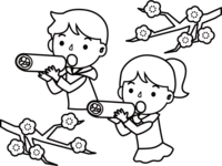 吃惠方卷的孩子们的涂绘(线条)