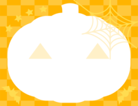ハロウィン-かぼちゃの形とチェック模様のフレーム飾り枠
