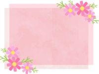 コスモスと重ねたピンクの紙のフレーム飾り枠