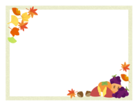 秋の味覚と紅葉のフレーム飾り枠