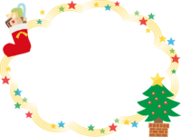 クリスマスツリーのキラキラ星フレーム飾り枠