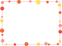 大小水玉(暖色系)と手書き線の四角フレーム飾り枠