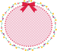 Pink ribbon and flower oval frame Decorative frame