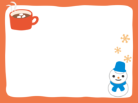 Orange frame of cocoa and snowman Decorative frame