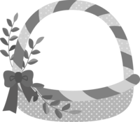 白黒モノトーンのカゴのフレーム飾り枠