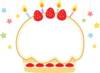 星とバースデーケーキのフレーム飾り枠
