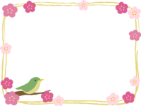 黄莺和梅的和风笔架装饰框