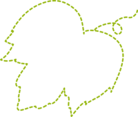 アイビー(蔦-ツタ)葉の形の黄緑色の点線フレーム飾り枠