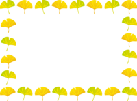 秋-イチョウの葉っぱのフレーム囲み飾り枠