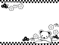 老鼠、松竹梅和上下方格花纹(黑白装饰框)