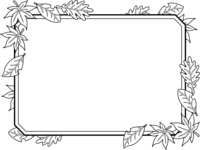 落ち葉とラベル風の四角の白黒フレーム飾り枠