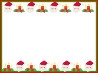 クリスマス-サンタとキャンドルの上下フレーム飾り枠