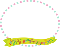 Colorful alphabet ribbon oval frame decorative frame