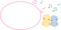 Cute little bird and musical note balloon Pink frame Decorative frame
