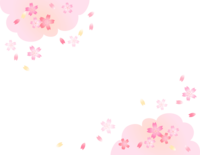 ふんわりとした桜の上下フレーム飾り枠