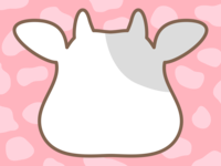 牛の顔の形と牛柄模様(ピンク色)のフレーム飾り枠