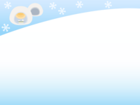 かまくらと雪の曲線フレーム飾り枠