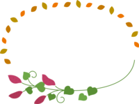 サツマイモと落ち葉の楕円フレーム飾り枠