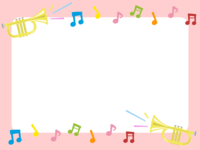 ラッパと音符の音楽フレーム飾り枠