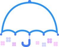 広げた傘の青色フレーム飾り枠