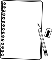 破ったリングノートと鉛筆の黒フレーム飾り枠